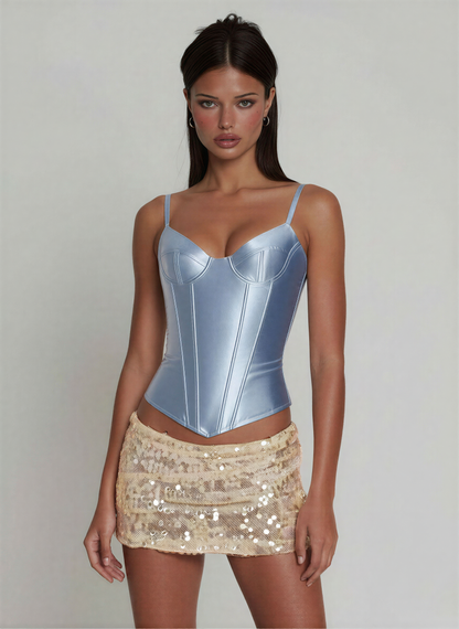 Sunny Corset - Lace Satin Red - Side View