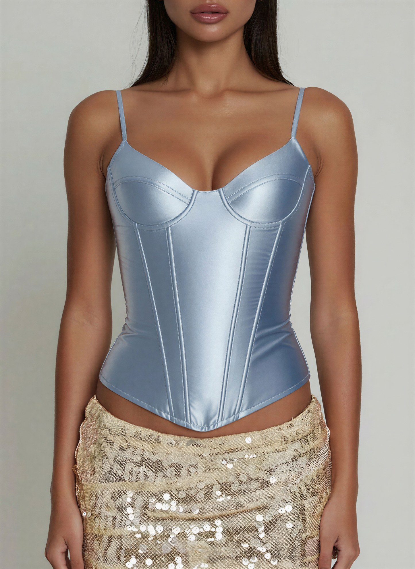 Sunny Corset - Lace Satin Red - Back View